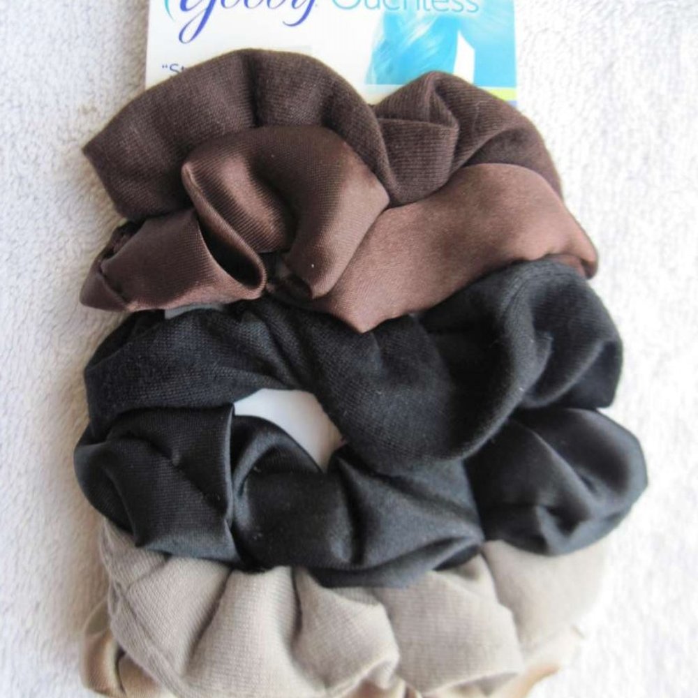 6 Goody Ouchless Starry Nights Soft Fabric Satin Elastic Ponytailer Hair Bands